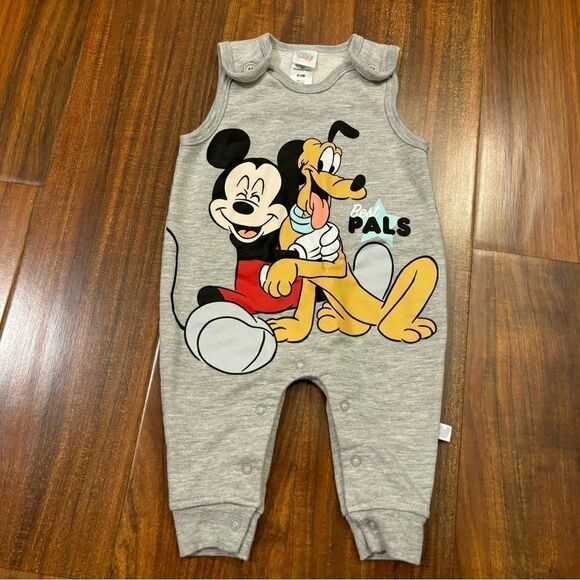 Disney Baby Mickey Mouse Pluto Best Pals Grey Jumpsuit - Picture 1 of 2